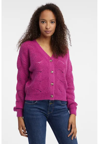 Cardigan lejer cu nasturi - Roz fandango