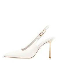 Pantofi stiletto de piele cu varf ascutit - Alb