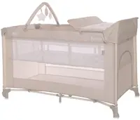 Patut pliabil Lorelli Torino Plus, 2 nivele, cu accesorii, Fog Striped Elements