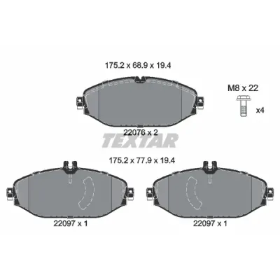 Set placute frana, frana disc TEXTAR 2207601