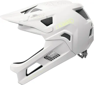 Cască copii MTB full-face Abus YouDrop FF - alb cu accente lămâie