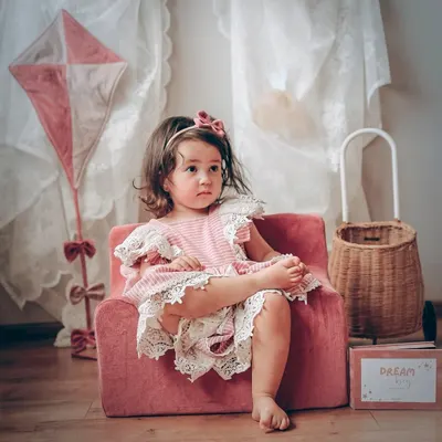 Fotoliu pentru copii Twindeco Roz Antic cu husa din catifea