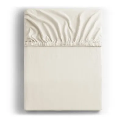 Cearceaf alb-crem din jerseu cu elastic 140x200 cm Amber – Restilo
