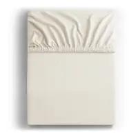 Cearceaf alb-crem din jerseu cu elastic 140x200 cm Amber – Restilo