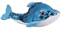 Jucărie de pluș Amek Toys - Delfin cu paiete, albastru, 32 cm