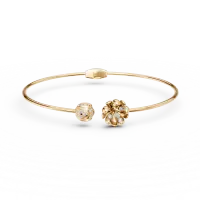 Bratara deschisa flori de tei din aur galben cu diamante de 0.2ct