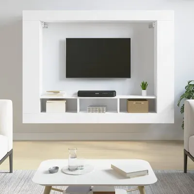 vidaXL Comodă TV, alb, 152x22x113 cm, lemn prelucrat