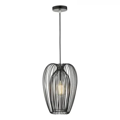Lampa suspendata Ero 1 Light Single Pendant Black And Chrome