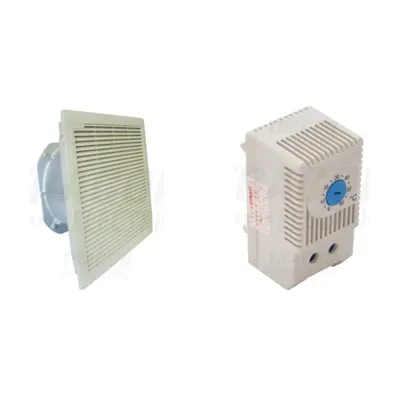 Solutie de Varf Racire Tablou Electric Industrial Masiv: Ventilator cu Filtru Aer V375 IP54 si Termostat THMS-10 pentru Control Precis