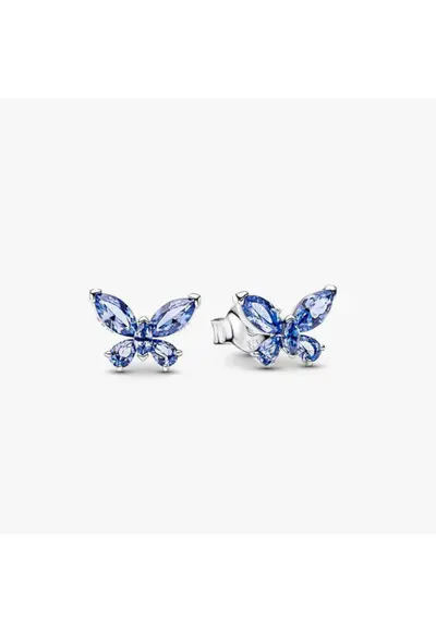 Cercei tip Fluture Cristal albastru - Argint 925