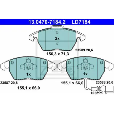 Set placute frana, frana disc ATE 13.0470-7184.2