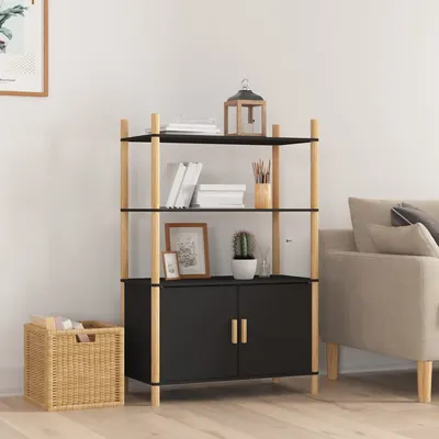 vidaXL Dulap înalt, negru, 80x40x121 cm, lemn prelucrat