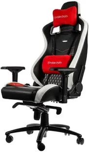 Scaun gaming noblechairs - EPIC, piele naturala, negru/alb/rosu