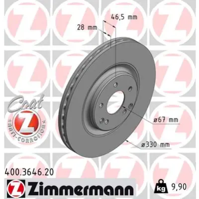 Disc frana ZIMMERMANN 400.3646.20