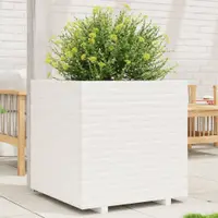 vidaXL Jardinieră de grădină, alb, 70x70x72 cm, lemn masiv de pin