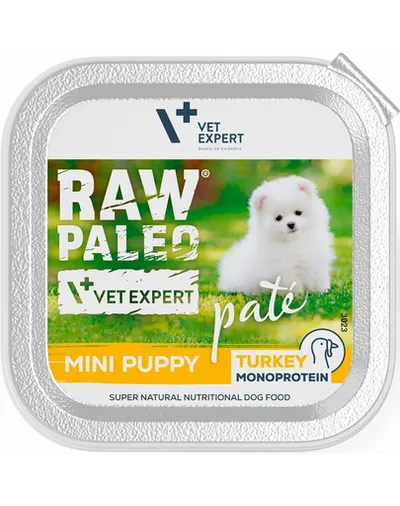 VETEXPERT RAW PALEO Pate Puppy Mini Turkey 150 g pateu pentru catei, cu curcan