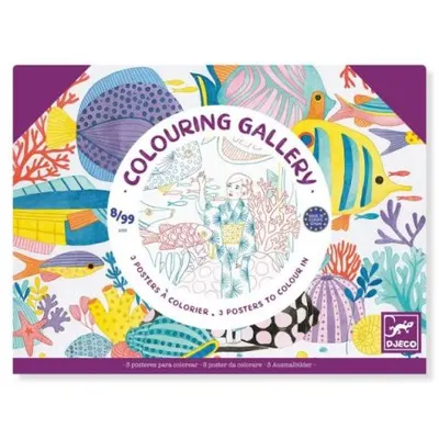 Mapa cu 3 postere de colorat motive japoneze, Djeco