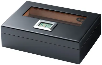 Humidor Angelo - Cu higrometru digital, negru mat