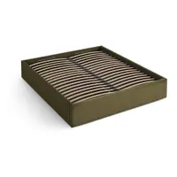 Pat matrimonial verde tapițat cu spațiu de depozitare/fără tăblie cu somieră 160x200 cm Susan – Micadoni