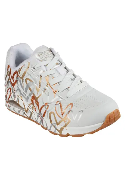 Pantofi Sport Skechers Model Uno-metallic Love Culoare Alb