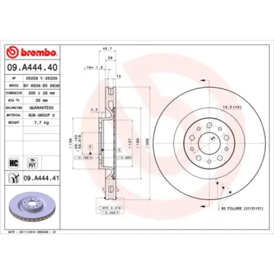 Disc frana BREMBO 09.A444.41