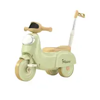 Motocicleta cu pedale pentru copii Nichiduta 3in1 Fast Green cu maner parental detasabil,far cu lumina LED,muzica,spatiu de depozitare,structura stabila,sistem antirasturnare,roti rezistente,unghi de viraj limitat