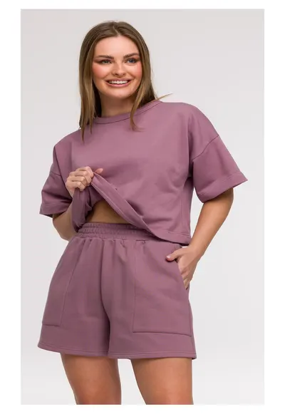 Pantaloni scurti cu buzunare - - Roz prafuit