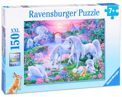 Puzzle Ravensburger din 150 XXL de piese - Unicorni la apus de soare