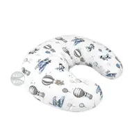 Perna pentru alaptat, MimiNu, Din bumbac certificat Oeko Tex Standard 100, Cu husa detasabila, Cu fermoar securizat, Circumferinta 155 cm, Blue Plane