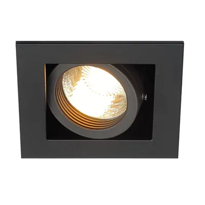 Spot incastrat, KADUX Ceiling lights GU10, black recessed fitting, single-headed, QPAR51, square, matt black, max. 50W, incl. clip springs