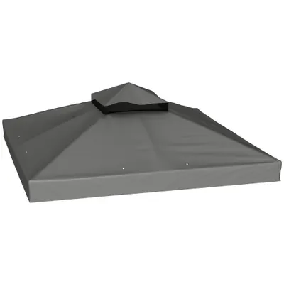 Outsunny Husă de schimb pentru pavilion 3 x 3 m, prelată de schimb pentru pavilion cu orificii de scurgere a apei, UPF30+, protecție solară, gri închis | Aosom Romania