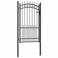 vidaXL Poartă de gard EMMEN cu țepi din oțel 104x134,5 cm, negru