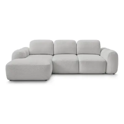 Colțar gri deschis extensibil/cu spațiu de depozitare cu tapițerie din țesătură bouclé (cu colț pe partea stângă/cu șezlong) Montaigne – Bobochic Paris