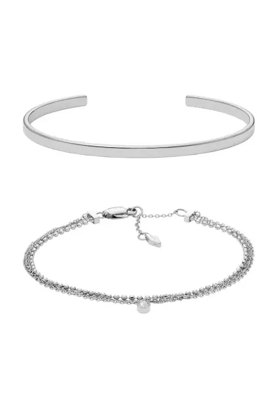 Set de bratari din otel inoxidabil - 2 Piese - Argintiu