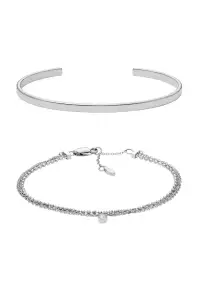 Set de bratari din otel inoxidabil - 2 Piese - Argintiu
