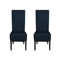 Set 2 scaune living VANESSA, picioare lemn wenge, piele ecologica albastru, 47x60x110 cm