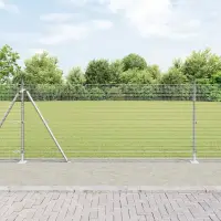 vidaXL Plasă de Sârmă Sudată cu Bază din Beton 100 x 1 m Argintiu
