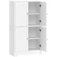 HOMCOM Dulap de bucătărie, dulap înalt cu 2 rafturi reglabile, bufet cu 4 uși arcuite 60 x 30 x 110 cm, Alb | Aosom Romania