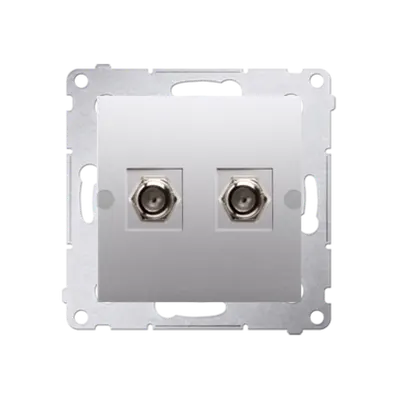 Priza dubla TV tip F pentru instalatii individuale, silver mat metalic