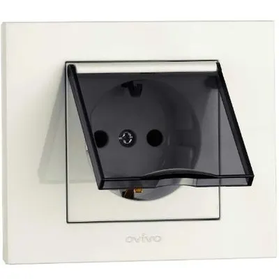 Priza Schuko Prot.Copii cu Capac ST Grano Ovivo OV00029, 16A, 250V, IP20, Nat alb