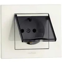 Priza Schuko Prot.Copii cu Capac ST Grano Ovivo OV00029, 16A, 250V, IP20, Nat alb