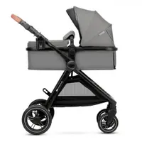 Carucior pentru copii Kinderkraft Esme Moonlight Grey 3 in 1 reversibil, cu spatar si maner reglabil, suportul pentru pahar, husa pentru picioare, husa de ploaie, geanta