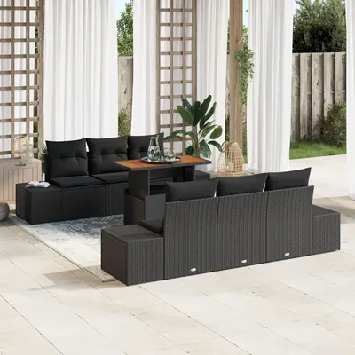 Gossi set canapele gradina cu perne, negru, ratan poli