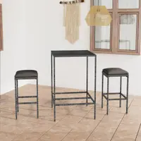 Gossi set mobilier bar de gradina, cu perne, 3 piese, gri, poliratan