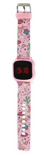Ceas cu LED-uri I-Total Unicorn - roz