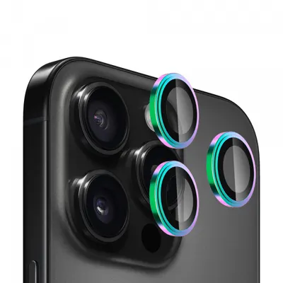 Folie de protectie Camera Spate Blueo Sapphire Crystal pentru Apple iPhone 16 Pro Max / 16 Pro, Sticla Securizata, Multicolor