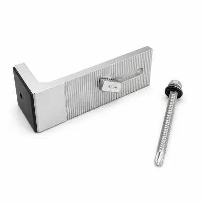 Suport L cu cauciuc+surub autoforant + Piulita D pentru fixarea panourilor fotovoltaice pe acoperis cu tabla, lungime 120 mm / latime 40mm