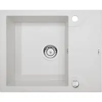 Chiuveta bucatarie compozit cu picurator alb mat 59 cm Deante Andante