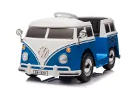Masinuta electrica pentru copii, VW Samba Bus 70W, baterie 12V 7Ah, roti moi, scaun tapitat, culoare albastra