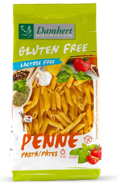 Paste Penne, fără gluten și lactoză, 250 g, Damhert